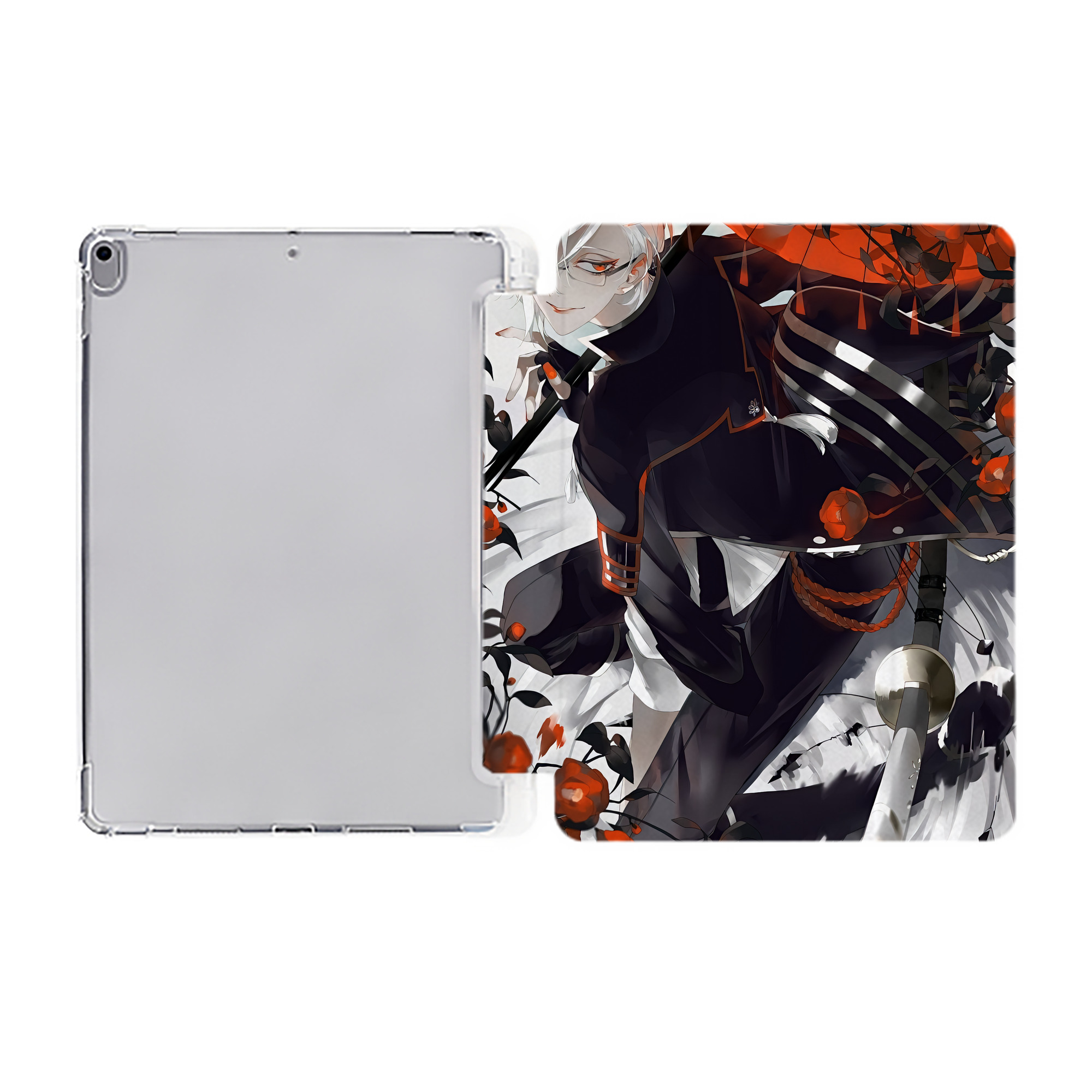 （画像用） 刀剣乱舞 Touken Ranbu IPad ケース ペン収納付き 三つ折りスタンド PUレザー×シリコン 対応機種9.5/10.5/10.9インチ